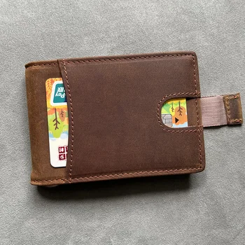 Персонализиран гравиран портфейл от естествена кожа ЕС САЩ Евро Персонализирани подаръци Държач за пари с преден джоб
