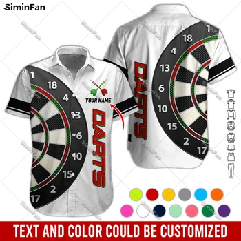 Персонализирано име Dartsboard Цветни мъже Хавайски ризи с къс ръкав 3D навсякъде отпечатани мъжки ревера тениска лятна тениска Unisex Tee