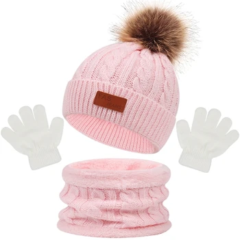 Плетене на една кука плетени ръкавици за топла шапка Ръкавици за бебешка шапка Комплект шалове за бебета Малки момичета Момчета 1-5 години Комплект бебешки консумативи