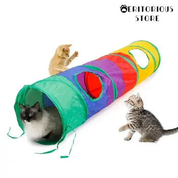 Практически котка тунел Pet тръба сгъваема игра играчка вътрешен открит коте кученце играчки за пъзел упражняване скриване обучение и R