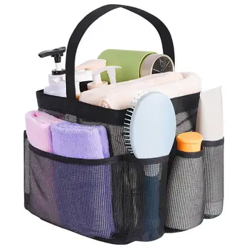 Преносим практичен козметичен организатор Mesh съхранение торбичка дръжка дизайн тоалетна чанта удобни домашни консумативи
