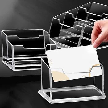 Прозрачна стойка за визитки с висок капацитет Настолна визитка Силна и здрава кутия за съхранение на визитки