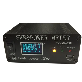 Промоция! 1.8Mhz-50Mhz 0.5W-120W SWR HF Късовълнов стоящ вълнов метър SWR и електромер + батерия + OLED FM AM CW SSB