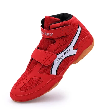 Професионални детски обувки за обучение по борба Детски боксови обувки Детски сини червени фитнес обувки за борба