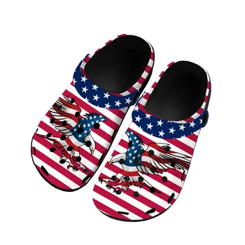 САЩ Флаг Америка червено синьо бяло изкуство Начало Сабо Персонализирани водни обувки Мъжки дамски тийнейджър обувки градина запушване плаж дупка чехли