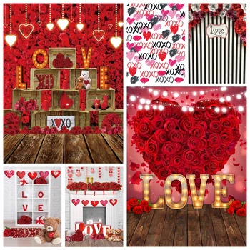 Свети Валентин фотография фон 14 февруари любов сърце червена роза булчински душ сватбено парти фон фото студио подпори