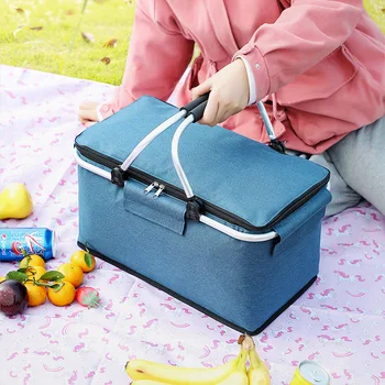 Сгъваем пикник къмпинг охладител кутия обяд чанта голям капацитет топлина опазване хладилна чанта открит преносим пикник