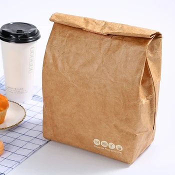Сгъваема хартия за многократна употреба Контейнер за чанта за храна за обяд Преносим голям капацитет Деца Момче Жени Термичен охладител Изолиран Крафт