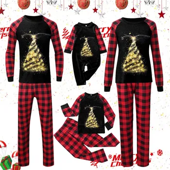 Семейна коледна пижама Комплект елени Майка Деца Възрастен Бебе Коледа Семейство Съвпадение Тоалети 2023 Коледна пижама Подарък за семейни дрехи