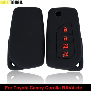 Силиконов 4 бутон кола дистанционно ключ черупка случай капак Fob кожата притежателя за Toyota Tacoma Camry Corolla Highlander RAV4 Sequoia