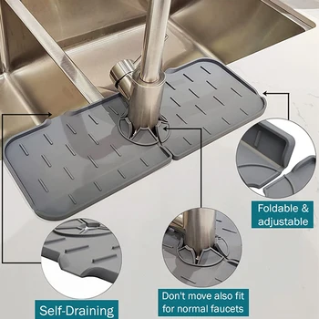 Силиконов кухненски кран Мат за мивка гъба за източване багажник Сгъваема мивка мат Кранче Splash Catcher Баня плот протектор мат
