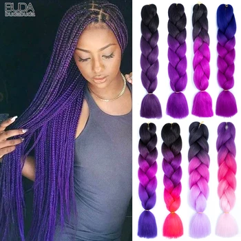 Синтетични джъмбо плитки Кейн Калон коса за африканска плитка 24Inch плетене на една кука кутия плетене коса разширения привързаност за жени лилаво