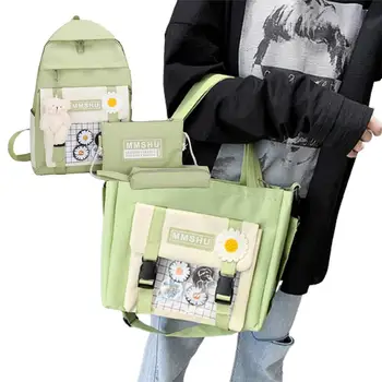 Сладка раница Kawaii Kawaii раница с щифтове и аксесоари Сладка естетическа чанта за училище с Kawaii щифт и аксесоари
