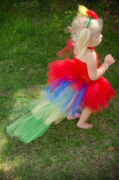 Сладки момичета Цветна опашка Tutu рокля Бебе пухкави слоеве Плетене на една кука тюл балет Tutus с цвете лента за глава Детска рокля за рожден ден