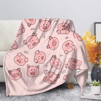 Сладко прасе руно одеяло карикатура животински хвърлят одеяло за деца момичета меки леки топли одеяла на легло диван легла пътуване