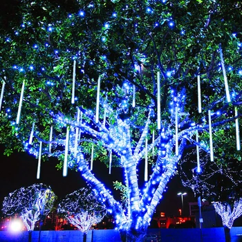 Слънчева външна LED метеор душ светлини падащи дъжд капка фея светлини водоустойчив за Нова година коледно парти градина декорации