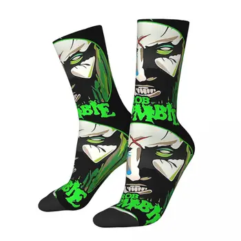Смешни Щастливи Мъжки компресионни чорапи Зелен Винтидж Хараджуку Нов The Robzombie Street Style Новост Безшевни екипаж луд чорап