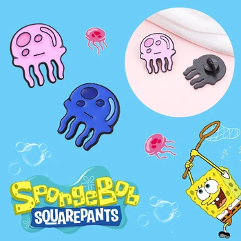 Спонджбоб медузи метални значки сладък карикатура медузи щифтове животински брошки деца дрехи за възрастни чанта риза декор аксесоари