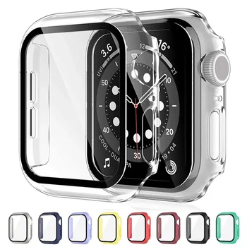 Стъкло+капак за Apple Watch Case 8 7 6 SE 5 3 Apple Watch Серия 44mm 40mm 41mm 45mm 42mm 38mm IWatch Accessorie Screen Protector