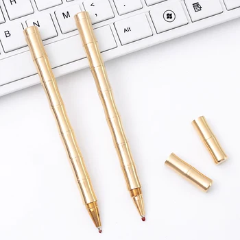 Творчески бамбук форма химикалка високо качество месинг топка писалки канцеларски писане писалки за студенти офис училищни пособия нови