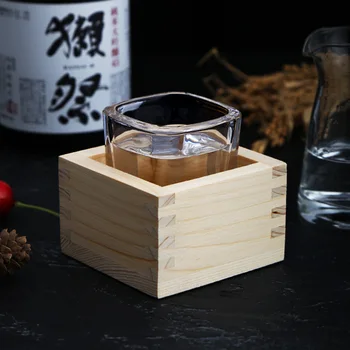 Творчески стъклен контейнер саке дървена чаша саке дървени кутии чаши за пиене Личност Тирамису суши ресторант титуляр нов