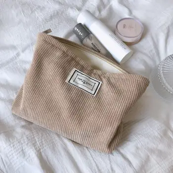 Тоалетни принадлежности чанта за съхранение красота случай цип плътен цвят козметичен организатор грим торбичка пътуване грим чанта кадифе козметична чанта