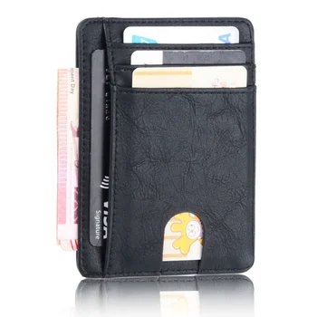 Тънък RFID блокиращ кожен портфейл Притежател на кредитна лична карта Калъф за пари за мъже жени 2023 Модна чанта 11.5x8x0.5cm
