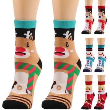 Унисекс новост Коледни чорапи карикатура лосове снежен човек Дядо Коледа топло трикотаж подарък