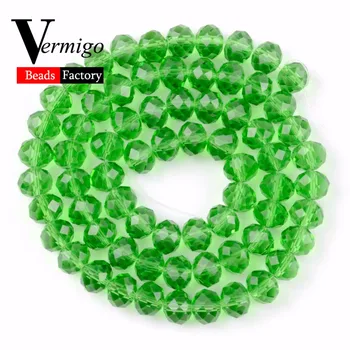 фасетиран зелен Rondelle австрийски кристал стъклени мъниста за ръкоделие жени бижута DIY гривна аксесоари 4mm-12mm Pick Size 15