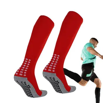 Футболни чорапи Компресия Кръгла силиконова ръкохватка Анти хлъзгане Футболни чорапи Спортни мъже Жени Бейзбол Ръгби чорапи