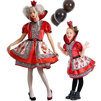 Хелоуин косплей костюм Деца и възрастни Сценична игра Пърформанс Кралицата на сърцата Алиса в страната на чудесата Туту пола