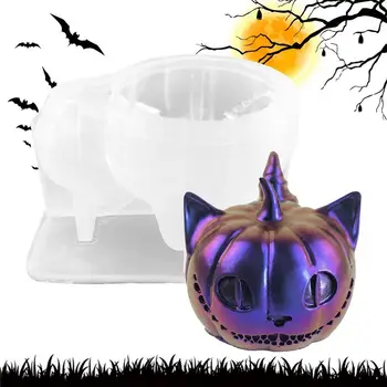 Хелоуин тиква смола мухъл силиконова котка ухо тиква мухъл лесно освобождаване тиква свещ форми за спалня хол декор