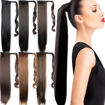 Химическа перука за удължаване на косата, европейска и американска перука с дълга коса, женска, перука от химически влакна, перука от конска опашка