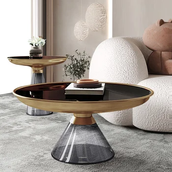 Хол холни маси Стъклена маса за чай Скандинавски крайни маси Модерна творческа мебелна декорация Луксозен дизайн на диван странична маса