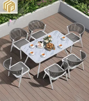 Хотел градина маса и стол комбинация градинска мебел открит вила открит китайски дълга маса открит градина отдих седалка