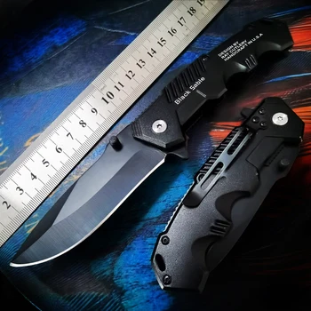 Черен сгъваем нож Джобен нож Тактическо оцеляване Преносим къмпинг Нож от неръждаема стомана Нарязани плодове Ловни ножове EDC инструменти