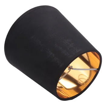 Черна лампа с клип за златна облицовка на светли нюанси Абажури за полилей за свещи, комплект от 6