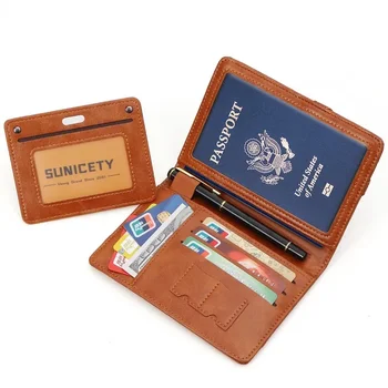  Четка против кражба Многофункционално съхранение Притежател на ваксинална карта Паспортна чанта Пътуване в чужбина Притежател на паспорт Cover