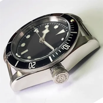 Четкан часовник от неръждаема стомана 41mm 50M водоустойчив плътен долен алуминиев пръстен Калъф от минерално стъкло за NH35 NH36 движение DIY