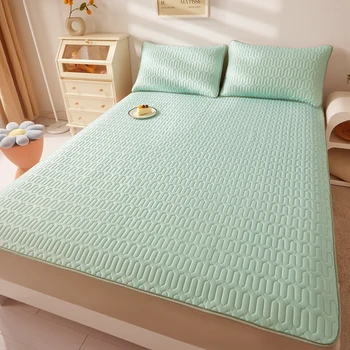 чист цвят латекс ватирани легло мат хладно лятно легло защита подложка 2/3pcs сгъваема мат комплект легло покритие за възрастни деца
