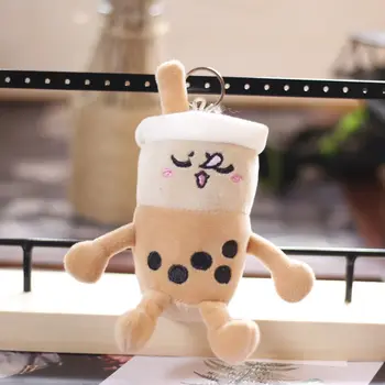 японски творчески комикс малък kawaii сладък играчка ученическа чанта украшение карикатура ключодържател мляко чай чаша плюшени ключодържател